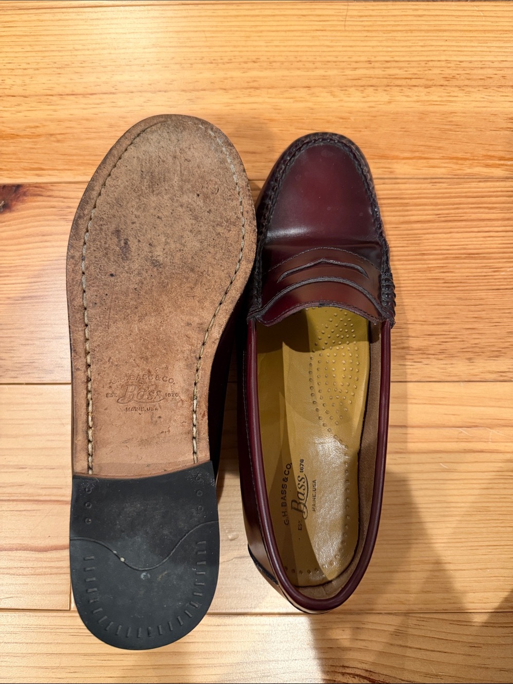 G. H. Bass & Co. Diane Women’s Burgundy Leather Penny Loafers - Picture 6 of 8